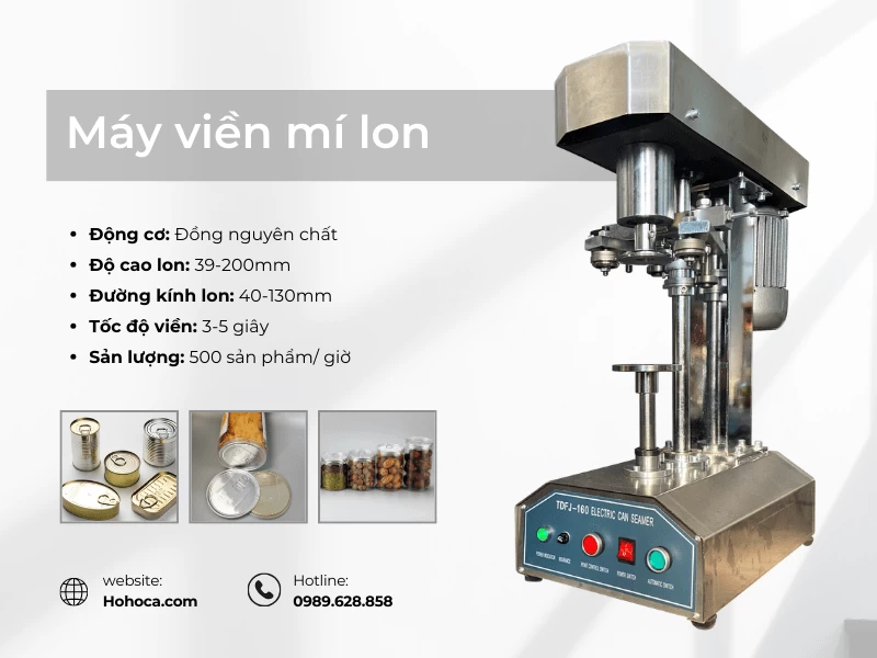 Máy viền mí lon, đóng nắp hộp nhôm